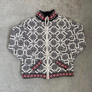 90s Vintage L.L. Bean Patterned Cardigan Zip Up Sweater Cropped Fit